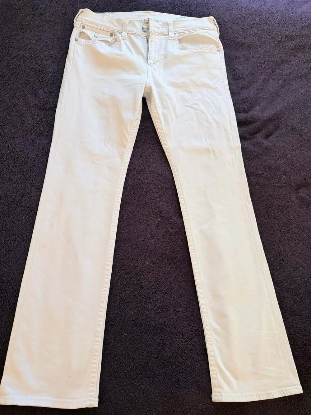 True Religion Relaxed Straight White Jeans